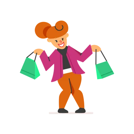 Woman Holding Shopping Bag Illustration