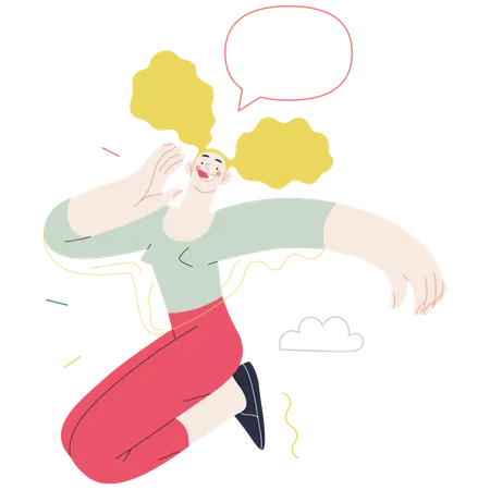 Happy woman calling someone  Illustration