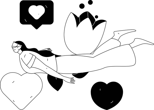 Happy woman celebrates love day  Illustration