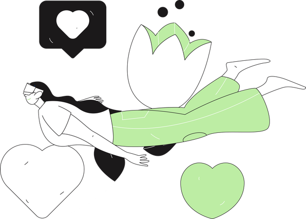 Happy woman celebrates love day  Illustration