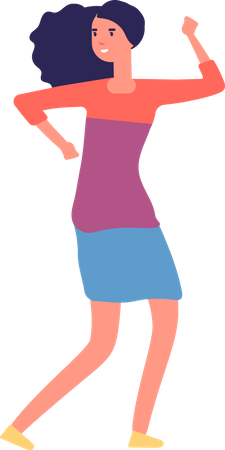 Happy Woman Dancing Illustration
