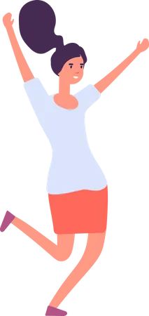 Happy Woman Dancing Illustration