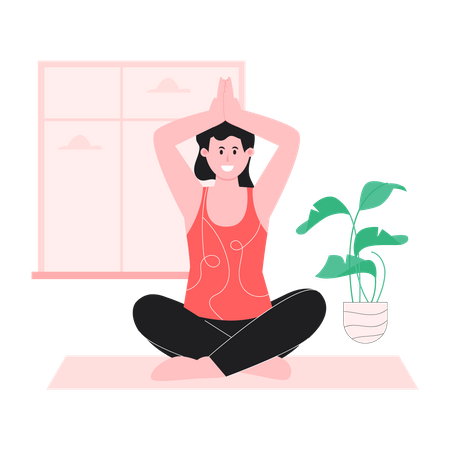 Happy Woman doing stretching  イラスト