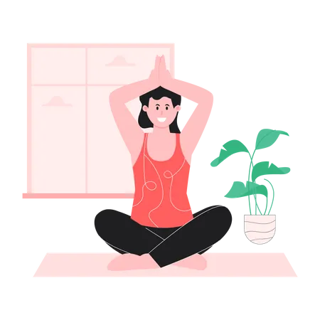Happy Woman doing stretching  イラスト