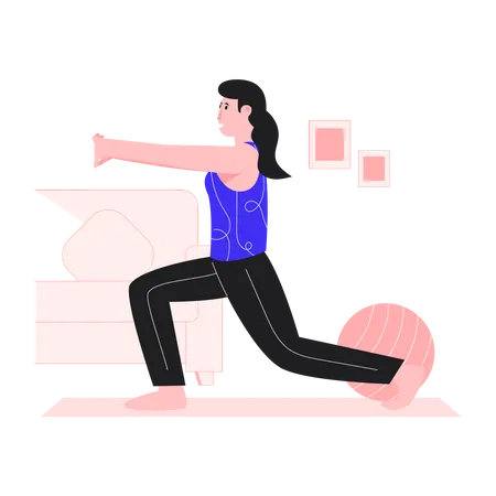 Happy woman doing stretching  Illustration