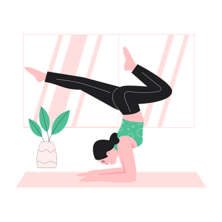 Happy woman doing stretching  イラスト