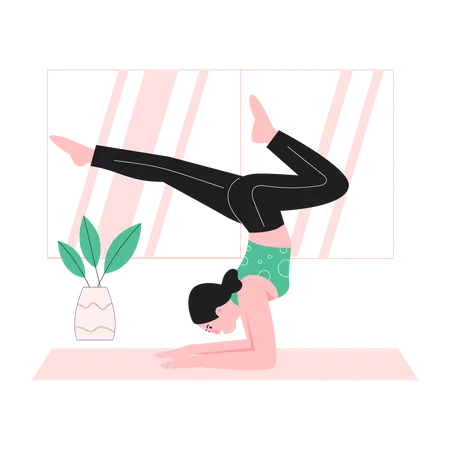 Happy woman doing stretching  イラスト