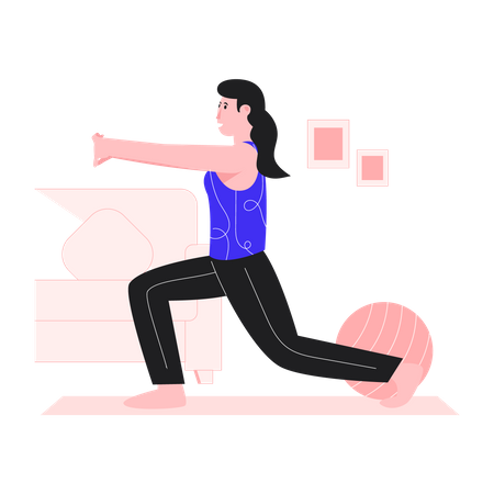 Happy woman doing stretching  Illustration