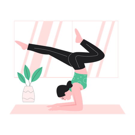 Happy woman doing stretching  Illustration