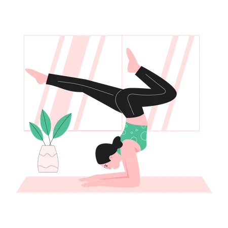 Happy woman doing stretching  Illustration