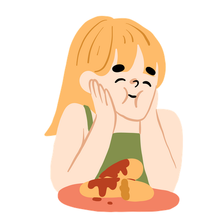 Happy woman eating  Illustration
