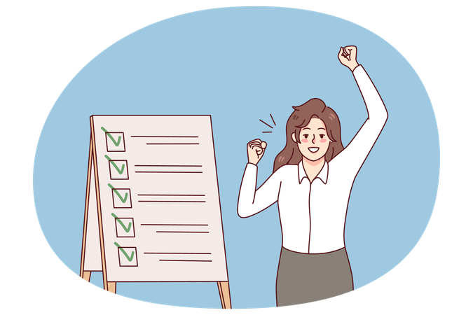 Happy woman finish to do list  Illustration