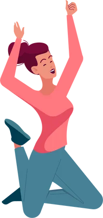 Happy Woman In Casual Clothes Jumping In Air And Laughing Isolated On White Background Positive Female Character Jump Feel Freedom Happiness Rejoice Fun Concept Cartoon People Vector Illustration Illustration