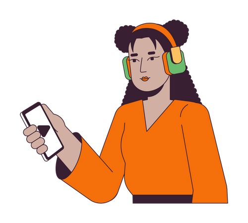 Happy woman in headphones  Illustration