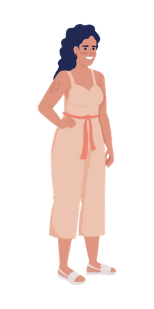Happy woman in jumpsuit  Illustration