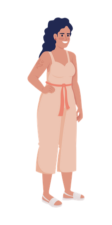 Happy woman in jumpsuit  Illustration