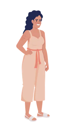 Happy woman in jumpsuit  Illustration