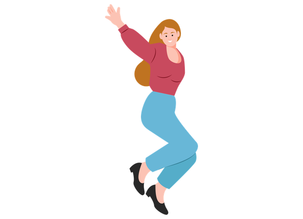 Happy Woman Jumping  Illustration
