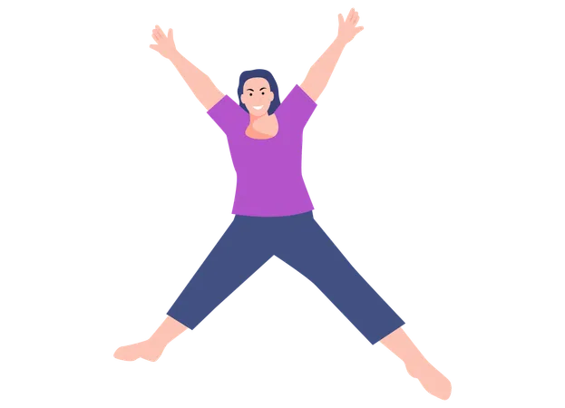 Happy Woman Jumping  Illustration