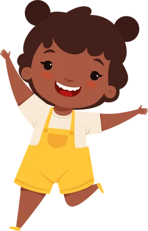 Happy Childrens Jumping Confetti Stars Celebration Character Illustration