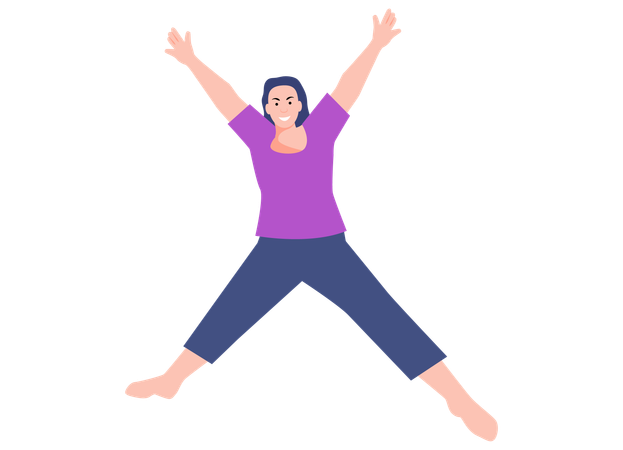 Happy Woman Jumping  Illustration