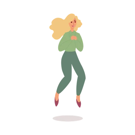 Happy woman jumping  Illustration