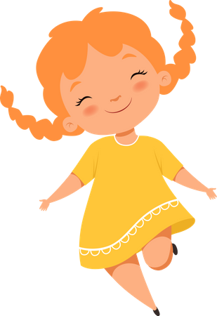 Happy Woman Jumping  Illustration