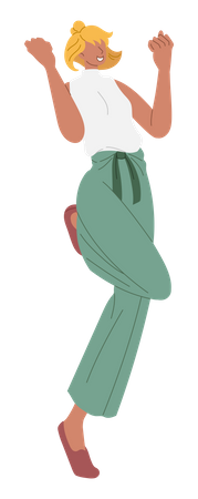 Happy woman jumping  Illustration