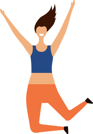 Happy Woman Jumping  Illustration