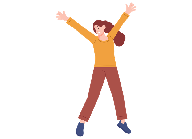 Happy Woman Jumping  Illustration