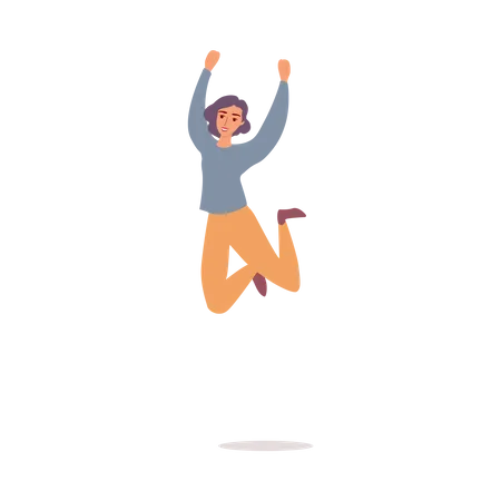 Happy woman jumping in air Illustration