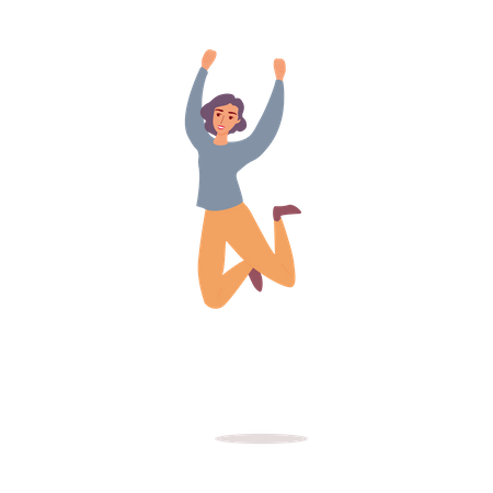 Happy woman jumping in air  Illustration