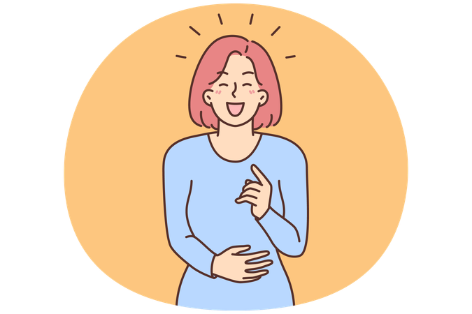 Happy woman laugh at funny joke  Illustration