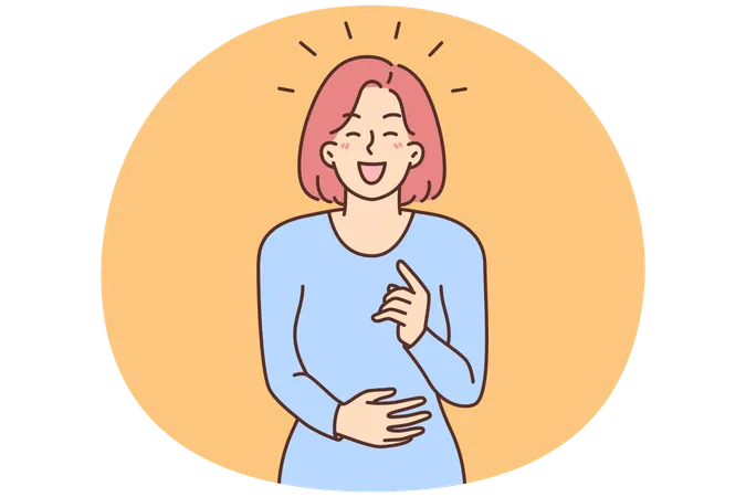 Happy woman laugh at funny joke  Illustration