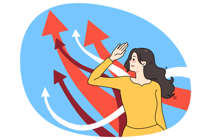 Happy woman look in bright future  Illustration