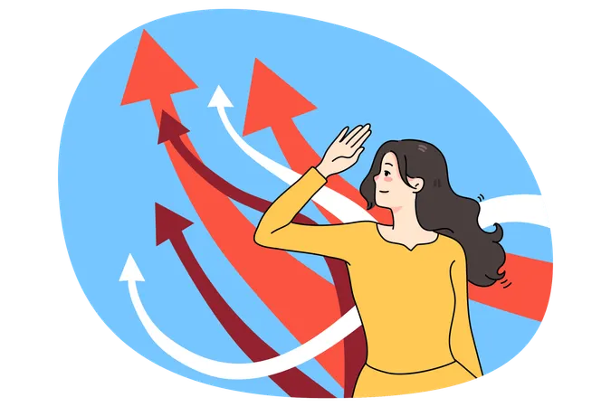 Happy woman look in bright future  Illustration