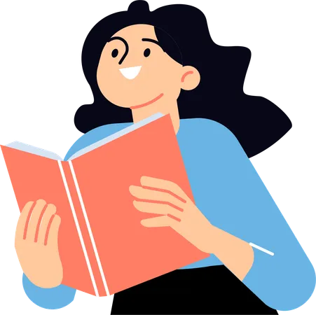 Happy woman loves to read book  Illustration