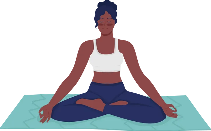 Happy woman meditating  Illustration