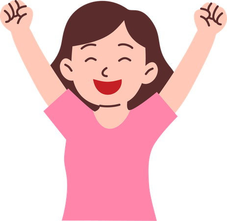 Happy Woman Raising Arms  Illustration