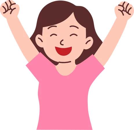 Happy Woman Raising Arms  Illustration