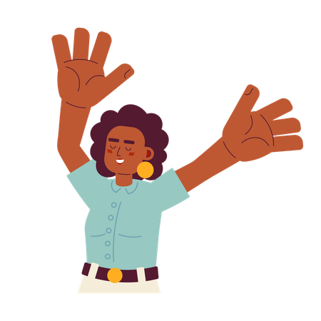 Happy woman raising hands up  Illustration