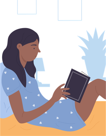 Happy Woman reading book  Illustration