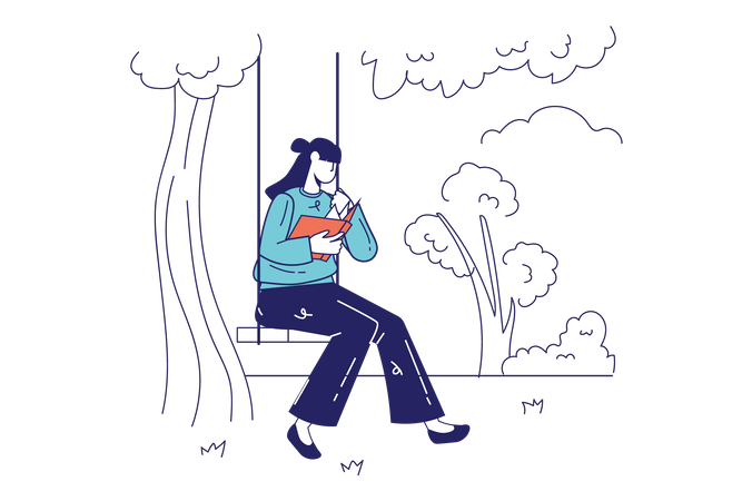 Happy woman reading book  Illustration