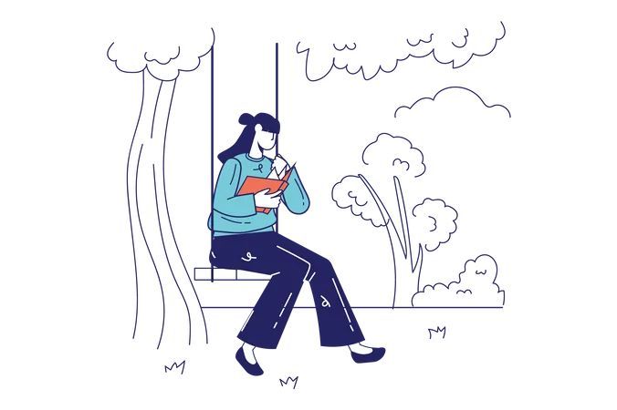 Happy woman reading book  Illustration