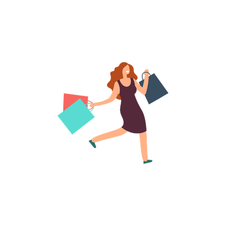Happy woman shopping  Illustration