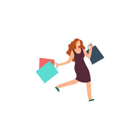 Happy woman shopping  Illustration