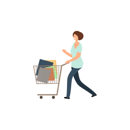 Happy woman shopping  Illustration