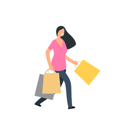 Happy woman shopping  Illustration