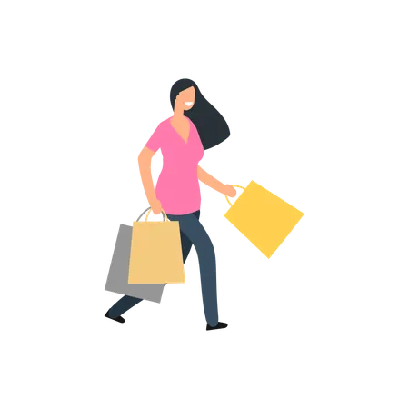 Happy woman shopping  Illustration