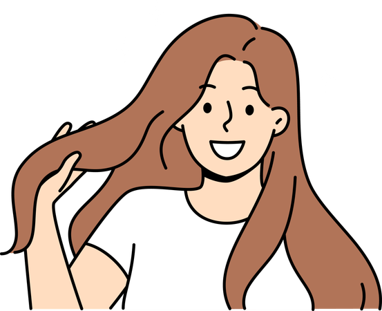 Happy woman showing long hair  Illustration